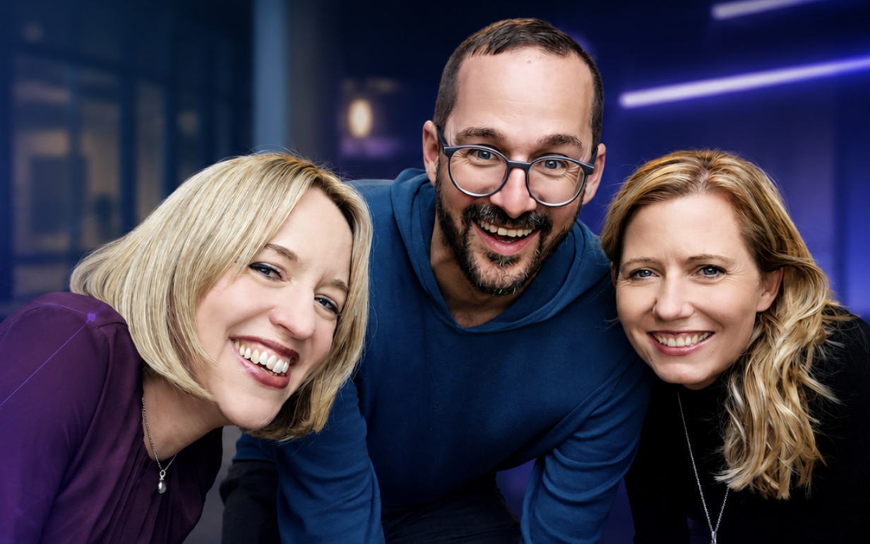 Patrik Breitenmoser, Manuela Hug und Antonia Zahner – das Team von KI Power Swiss